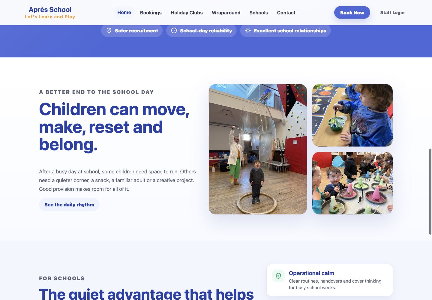 Screenshot of an Après School school partnership section.